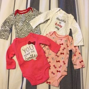 4 piece 0-3m Baby girl long-sleeve bodysuits